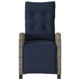 3 Piece Bistro Set with Cushions Grey Poly Rattan 365255