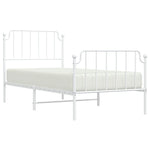 ZNTS Metal Bed Frame with Headboard and Footboard White 90x200 cm 373947