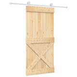 Sliding Door Natural and White 95 x 210 cm Solid Pine Wood 3445042