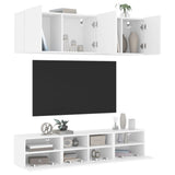 5 Piece TV Wall Units White Engineered Wood 3216511