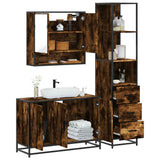 3 Piece Bathroom Furniture Set Smoked Oak Engineered Wood 3301162