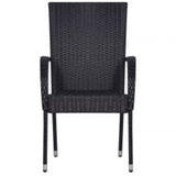 Garden Dining Set Black PE rattan, powder-coated steel, glass 3099379