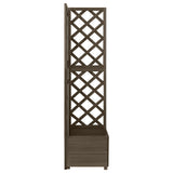 Corner Trellis Planter Grey 40x40x150 cm Solid Fir Wood 316412