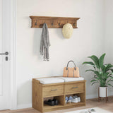 Wall Mounted Coat Rack Natural 100 x 10 x 20 cm Solid Teak Wood 42017959