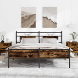 Metal Bed Frame without Mattress Smoked Oak 183x213 cm 3325115