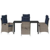 Garden Dining Set with Cushion 5 pcs Grey and Black Rattan 3380578