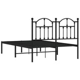 Metal Bed Frame without Mattress with Headboard Black 120x200cm 353437