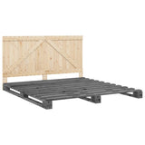 Bed Frame without Mattress Grey 200x200 cm Solid Wood Pine 3281567