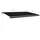 ZNTS Manual Retractable Awning with LED 5x3 m Anthracite 3069984