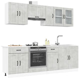 8 Piece Kitchen Cabinet Set Lucca Concrete Grey Engineered Wood 3314835