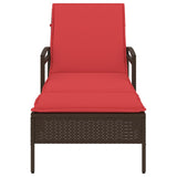 Sun Lounger Reclining Brown 63 x 200 x 81 cm Poly Rattan 368306