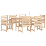 7 Piece Garden Dining Set Solid Wood Pine 3154713