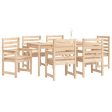 7 Piece Garden Dining Set Solid Wood Pine 3154713