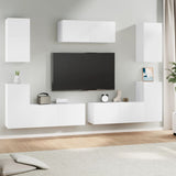 7 Piece TV Cabinet Set White Engineered Wood 3114302