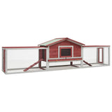 Rabbit Hutch Red 310x70x87 cm Solid Pine & Fir Wood 170860