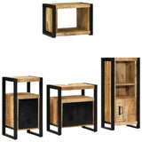 Bathroom Furniture Set 4 pcs Brown and Black Solid Mango Wood 3305662