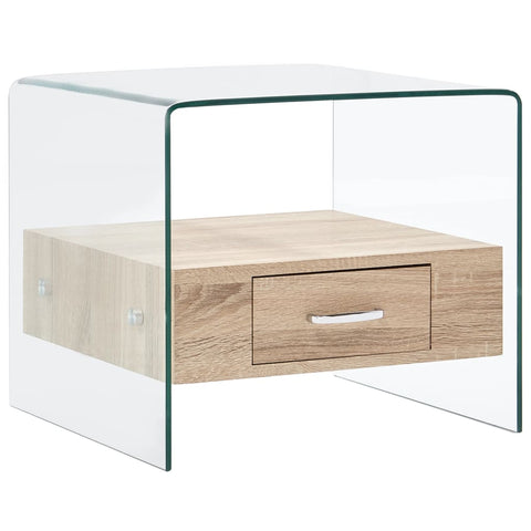 ZNTS Coffee Table with Drawer 50x50x45 cm Tempered Glass 284724