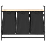 Laundry Basket 3 Compartments with Shelf Sonoma Oak 859061