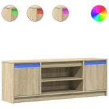 TV Cabinet with LED Sonoma Oak 139.5x34x50 cm Engineered Wood 852196