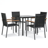 5 Piece Garden Dining Set Black Textilene and Steel 3187042