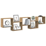 Wall Cube Shelf 5 Compartments Artisian Oak Engineered Wood 860003