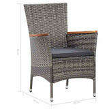 46083 9 Piece Garden Dining Set with Cushions Poly Rattan Grey