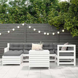 7 Piece Garden Sofa Set White Solid Wood Pine 3250969