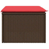 Garden Stool with Cushion Brown 55 x 55 x 37 cm Poly Rattan 366230