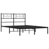 Metal Bed Frame without Mattress with Headboard Black 135x190cm 355266