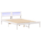 Bed Frame with Headboard White 140 x 190 cm Solid pine wood 872825