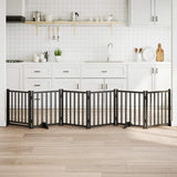 Dog Gate with Door Foldable 6 Panels Black 300 cm Solid Wood Fir 352285