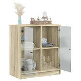 Side Cabinet with Glass Doors Sonoma Oak 68x37x75.5 cm 836422