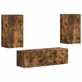 TV Wall Cabinet Set 4 pcs Smoked Oak Engineered Wood 3408912