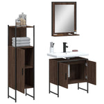 ZNTS 3 Piece Bathroom Cabinet Set Brown Oak Engineered Wood 3214348