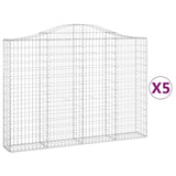 Arched Gabion Baskets 5 pcs 200x30x140/160 cm Galvanised Iron 3145475