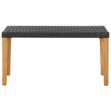 Garden Bench Black Poly Rattan and Solid Acacia Wood Medium 46488