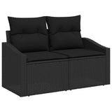 Garden Sofa Set with Cushion 9 pcs Black Poly Rattan 3347807