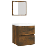 Bathroom Sink Cabinet with Basin and Mirror Smoked Oak 3114176
