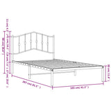 Bed Frame White Powder-Coated Steel Single Bed Frame 373833