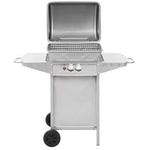 Gas BBQ Grill with 2 Cooking Zones Silver Stainless Steel 44274