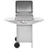 Gas BBQ Grill with 2 Cooking Zones Silver Stainless Steel 44274