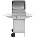 Gas BBQ Grill with 2 Cooking Zones Silver Stainless Steel 44274