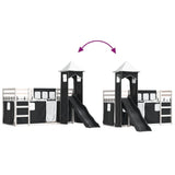 Bunk Bed without Mattress with Slide White and Black 90x190 cm Single 3284209