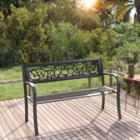 Garden Bench 125 cm Steel Black 317133
