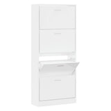 Shoe Cabinet High Gloss White 63x24x147 cm Engineered Wood 342546