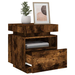 ZNTS Bedside Cabinet with LED Lights Smoked Oak 40x39x48.5 cm 836792