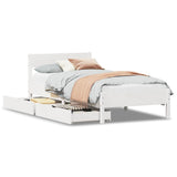 Bed Frame without Mattress White 100x200 cm Solid Wood Pine 3301756