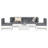 6 Piece Garden Sofa Set White Solid Wood Pine 3250713