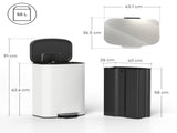 50L Kitchen Bin with Soft-Close Lid and Stay-Open Function, Stainless Steel Pedal Bin with Removable T3398P424975