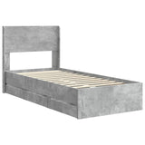 Bed Frame with Storage and Headboard Concrete Grey 75 x 190 cm 3414350